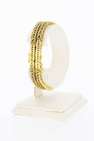 18 Karaat gouden gevlochten dubbele armband - 18 cm