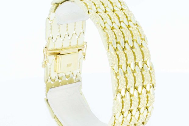 14 Karaat geel gouden brede Staafjes armband - 19,8 cm