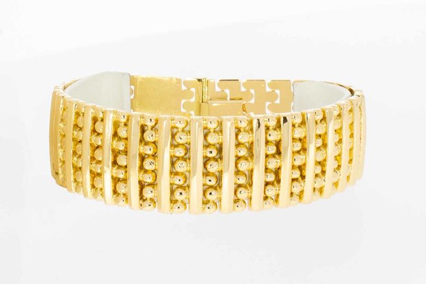 18 Karaat geel gouden brede Spijltjes armband - 20,5 cm