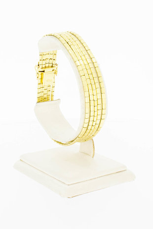 18 Karaat gouden 5 rij-ige Staafjes armband - 19,7 cm