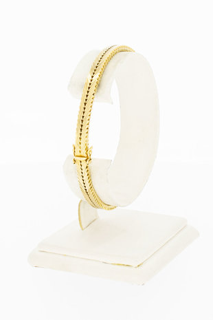 14 Karaat gouden gevlochten armband met Saffier - 19 cm