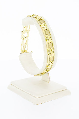 14 Karaat geel gouden fantasie Staafjes armband - 19,8 cm