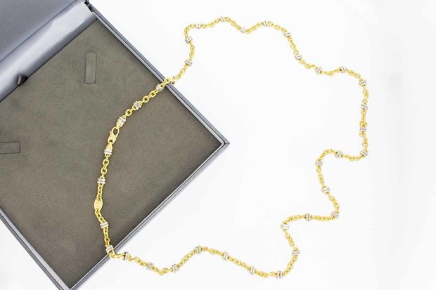 18 Karaat bicolor gouden Fantasie Anker ketting - 81,5 cm
