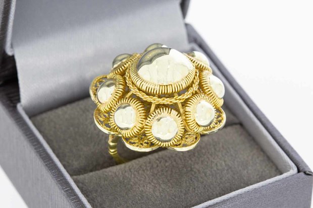 18 Karaat vintage geel gouden Zeeuwse knop ring- 19,3 mm