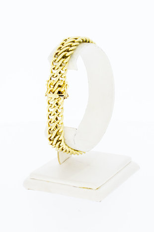 14 Karaat geel gouden gevlochten schakel armband - 20 cm
