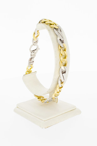 18 Karaat bicolor gouden Gourmet armband - 23,7 cm