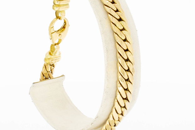 14 Karaat gouden gewalste Gourmet armband - 22 cm