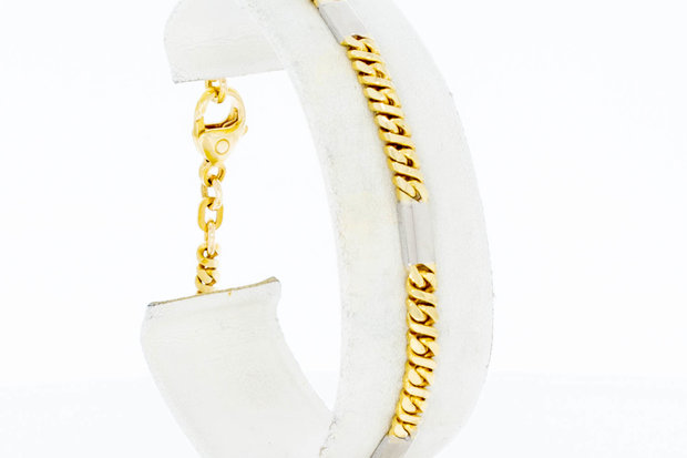 14 Karaat gouden bicolor gouden Gourmet armband - 19,2 cm