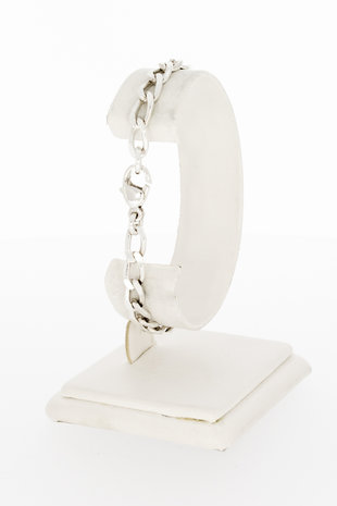 Zilveren Gourmet schakel armband met Onyx - 20 cm