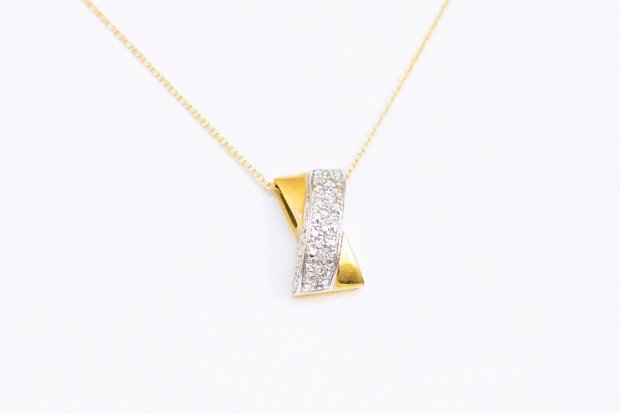 18K Balmain Bicolor Gouden Hanger met Diamant