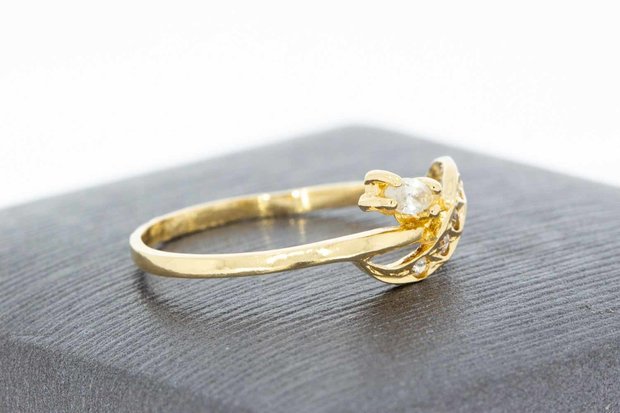 18 Karaat gouden Fantasie ring gezet met Saffier (16,8 mm)