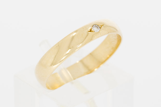14 Karaat gouden Solitair ring gezet met Diamant - 18,5