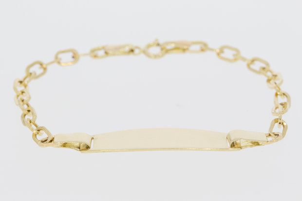 14 Karaat gouden kinder armband met naamplaatje - 15,5 cm