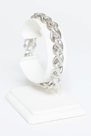 18 Karaat witgouden armband met Diamant- 18,5 cm