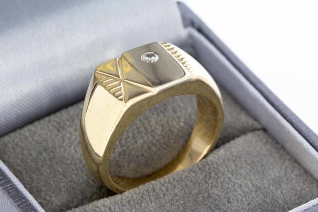 14 karaat bicolor gouden Statement ring gezet met Zirkonia