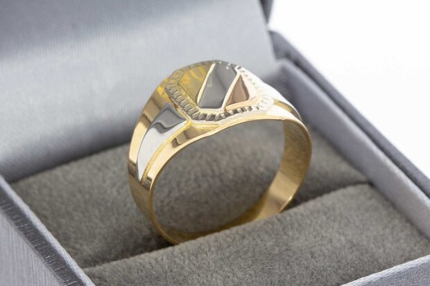 18 Karaat tricolor gouden Statement ring (diameter 19,4 mm)