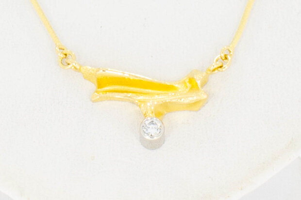 18 Karaat gouden Staafjes dames diamant Collier - 44 cm