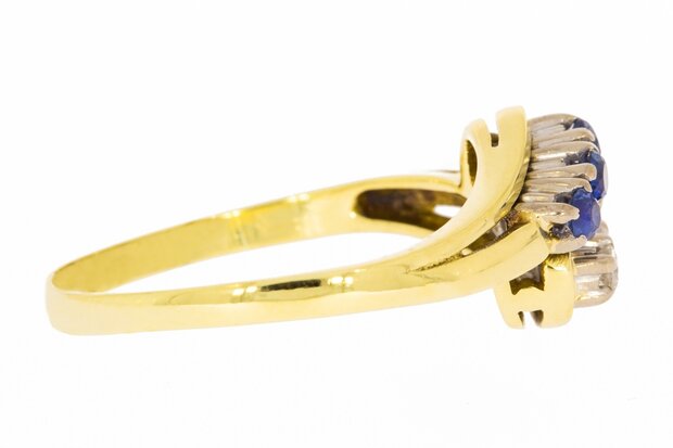 14 Karaat gouden Slagring met Saffier & Diamant - 19,2 mm