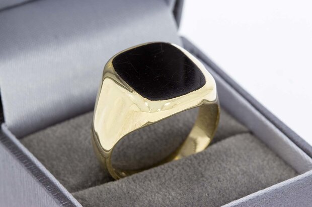 14 Karaat gouden Zegelring ring gezet met Onyx (21,3 mm)