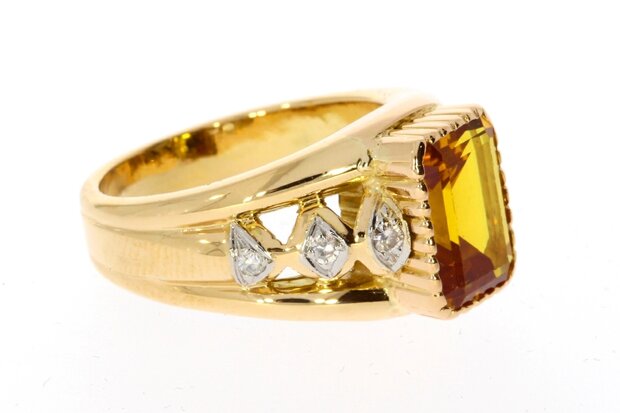 18 Karaat gouden Citrien Ring met Diamant - 18,9