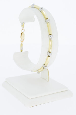 18 Karaat bicolor gouden Tennis armband met Diamant-19 cm
