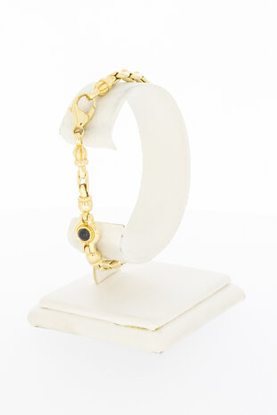 14 Karaat gouden Staafjes armband met Granaat - 19,5 cm