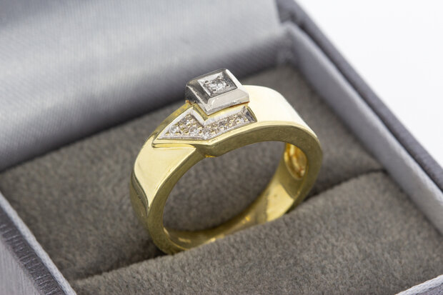 14 Karaat geelgouden ring gezet met Diamant