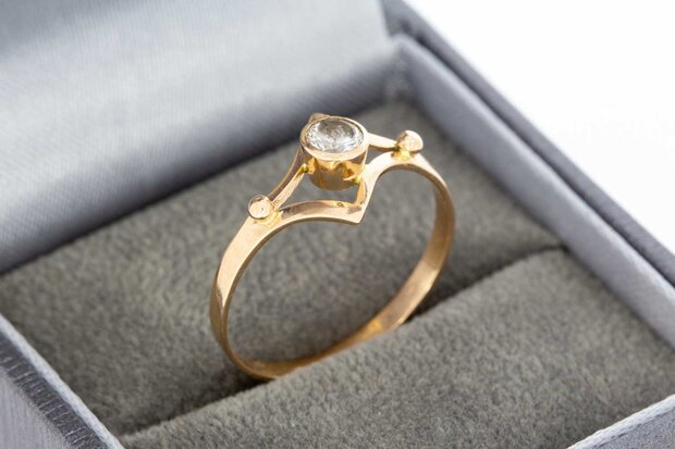 14 Karaat rose gouden ring gezet met Zirkonia - 18,3 mm