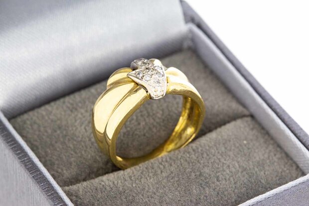 18 karaat bicolor gouden ring gezet met Diamant - 16,5 mm