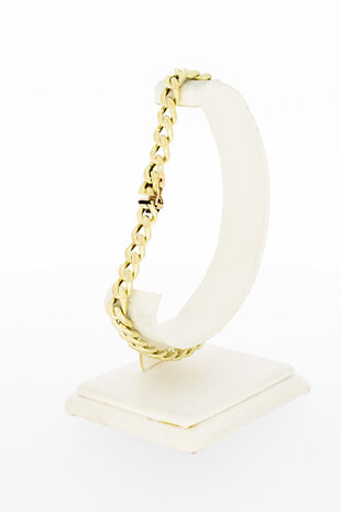 14 Karaat gouden gewalste Gourmet schakelarmband-22,7 cm