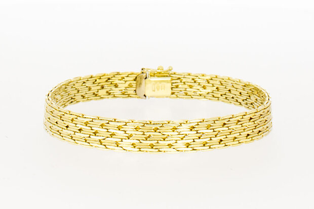 14 Karaat gouden gevlochten Staafjes armband-19,4 cm