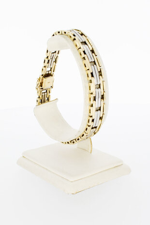 14 Karaat bicolor gouden Staafjes armband - 20,4 cm