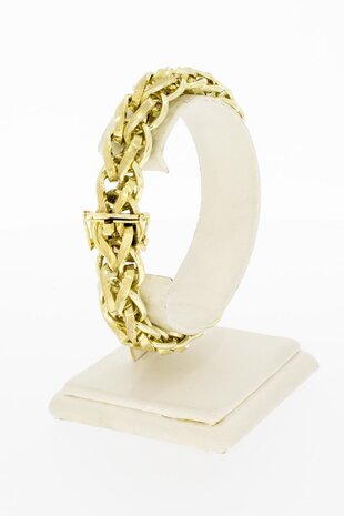 14 Karaat geel gouden grove gevlochten armband - 20,5 cm 