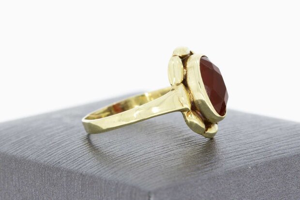 Vintage 14 Karaat gouden Markies Carneool ring - 18 mm