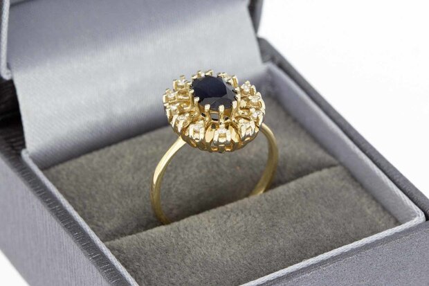 14 Karaat gouden Rozet ring met Saffier - 17,5 mm