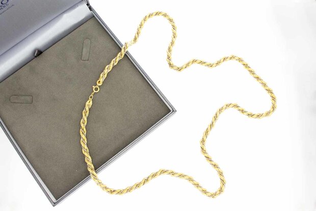 Gevlochten 18 Karaat gouden Koord ketting - 81,5 cm