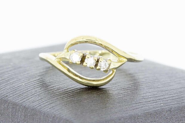 14 Karaat gouden Fantasie ring met diamant (17,5 mm)