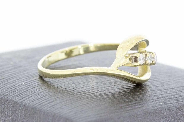 14 Karaat gouden Fantasie ring met diamant (17,5 mm)