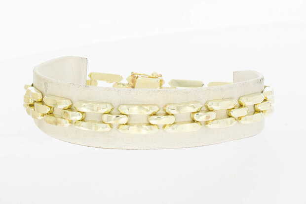 14 Karaat brede gouden Staafjes armband - 21,5 cm