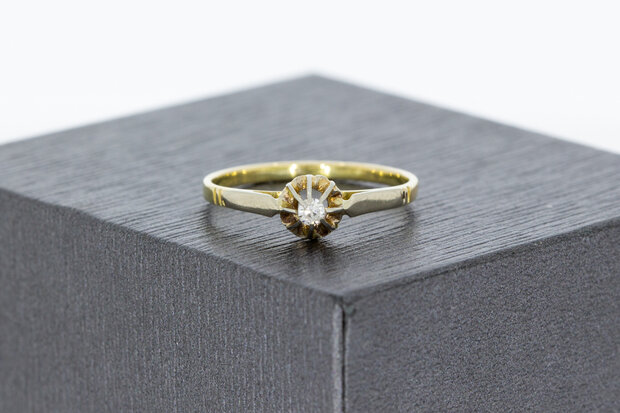 14 Karaat gouden Solitaire Zirkonia ring - 15,9 mm
