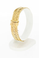 14 Karaat gouden brede gevlochten armband - 18,5 cm