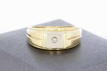 14 Karaat bicolor gouden ring gezet met solitaire Zirkonia