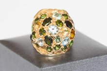 14 Karaat gouden "Cocktail" ring met stenen - 19,6 mm