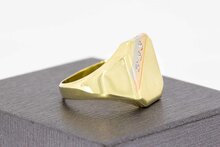 14 Karaat tricolor gouden Zegelring met Zirkonia - 19,4 mm