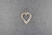 14 karaat gouden hartjes Diamant hanger - 24,7 mm