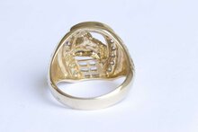 14 Karaat brede geel gouden Statement ring met &quot;ribben&quot;