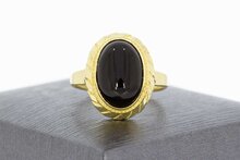 Ovale Vintage Onyx ring 14 Karaat goud - 17,5 mm