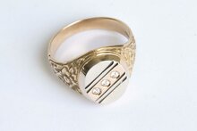 14 Karaat gefigureerde gouden bicolor Statement ring- 20 mm