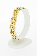 14 Karaat gouden brede Fantasie armband - 19,4 cm