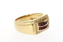 18 Karaat gouden Robijnring met Diamant - 18 mm